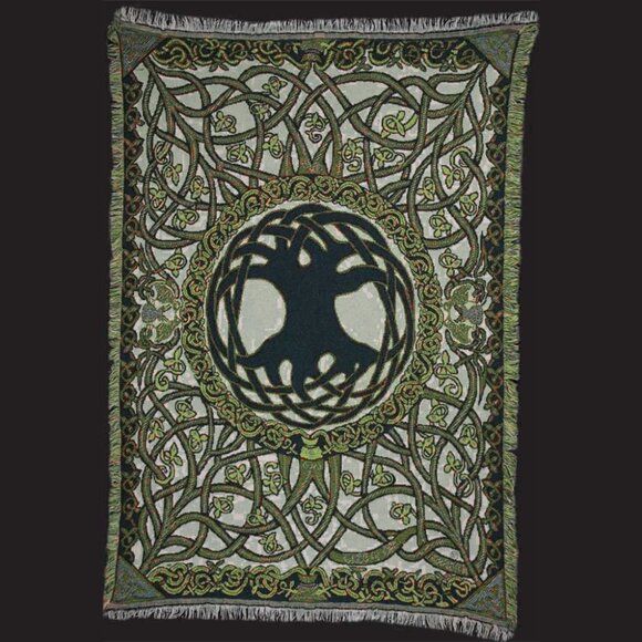 Vintage Celtic Tree of Life Afghan Throw by Artist Jen Delyth - Picture 1 of 13